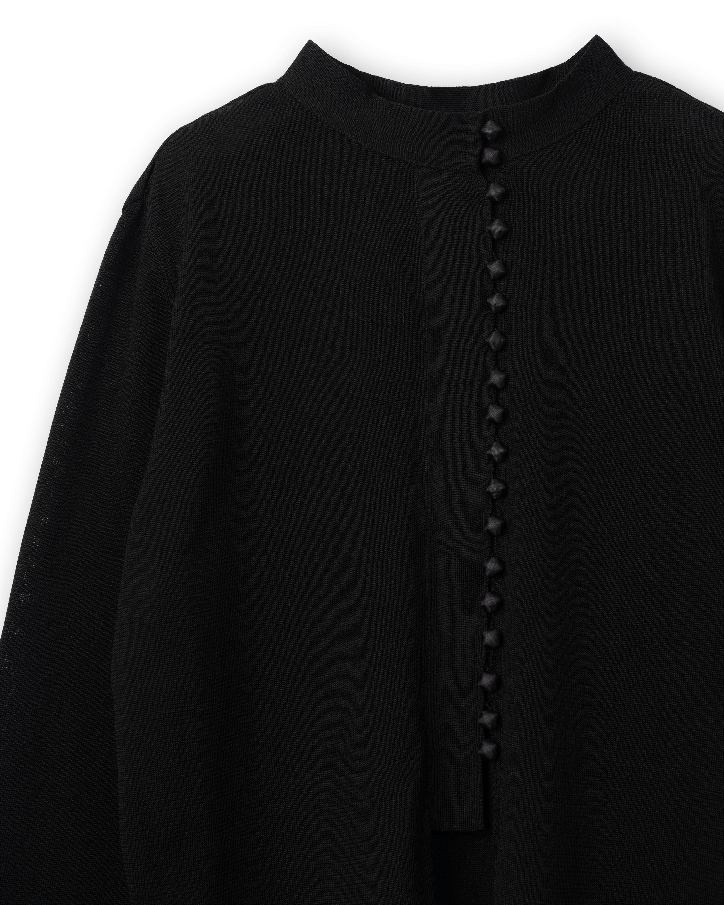 MULTI BUTTON KNIT BLOUSE [BLACK]