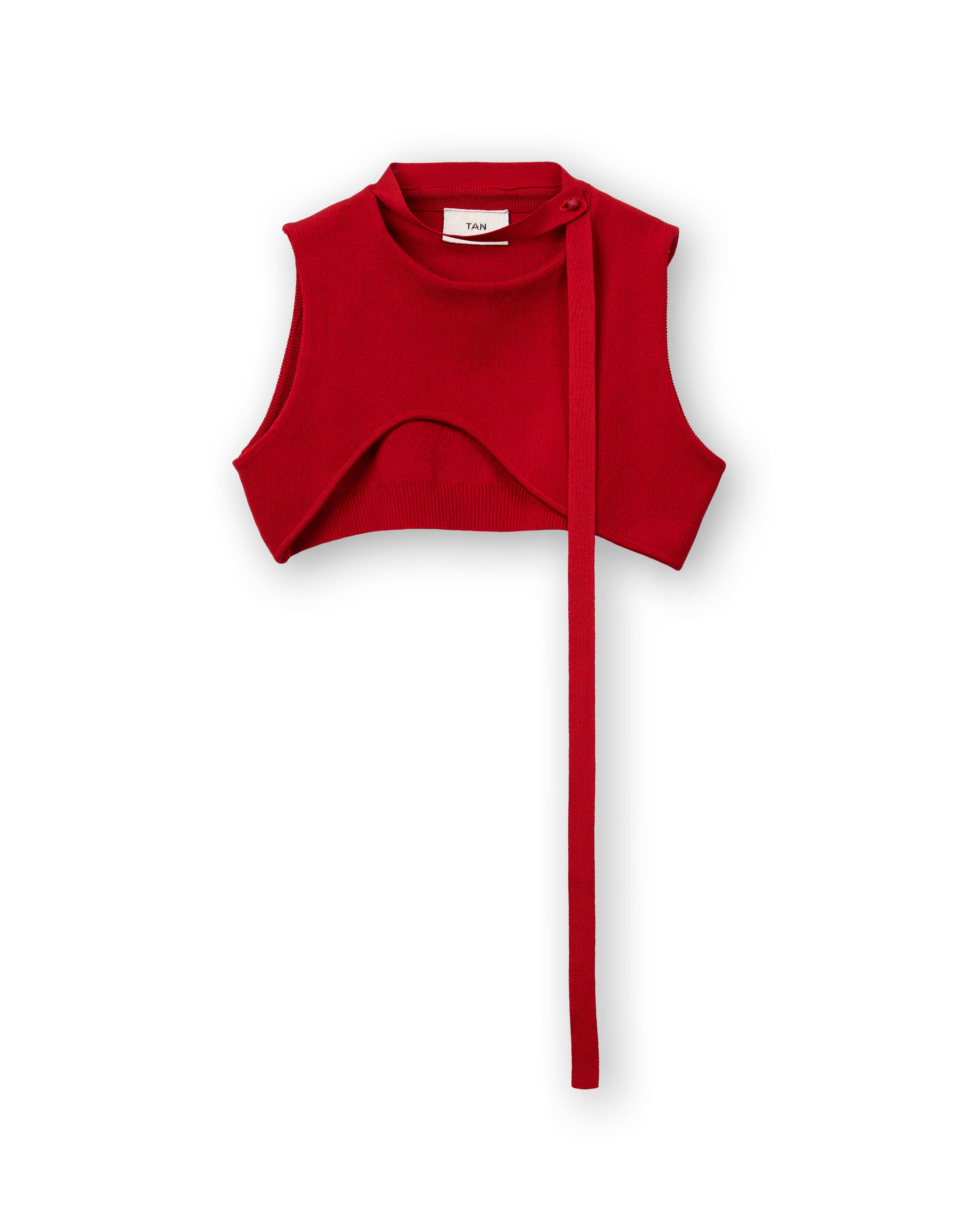 CURVED HEM KNIT TOPS [RED]