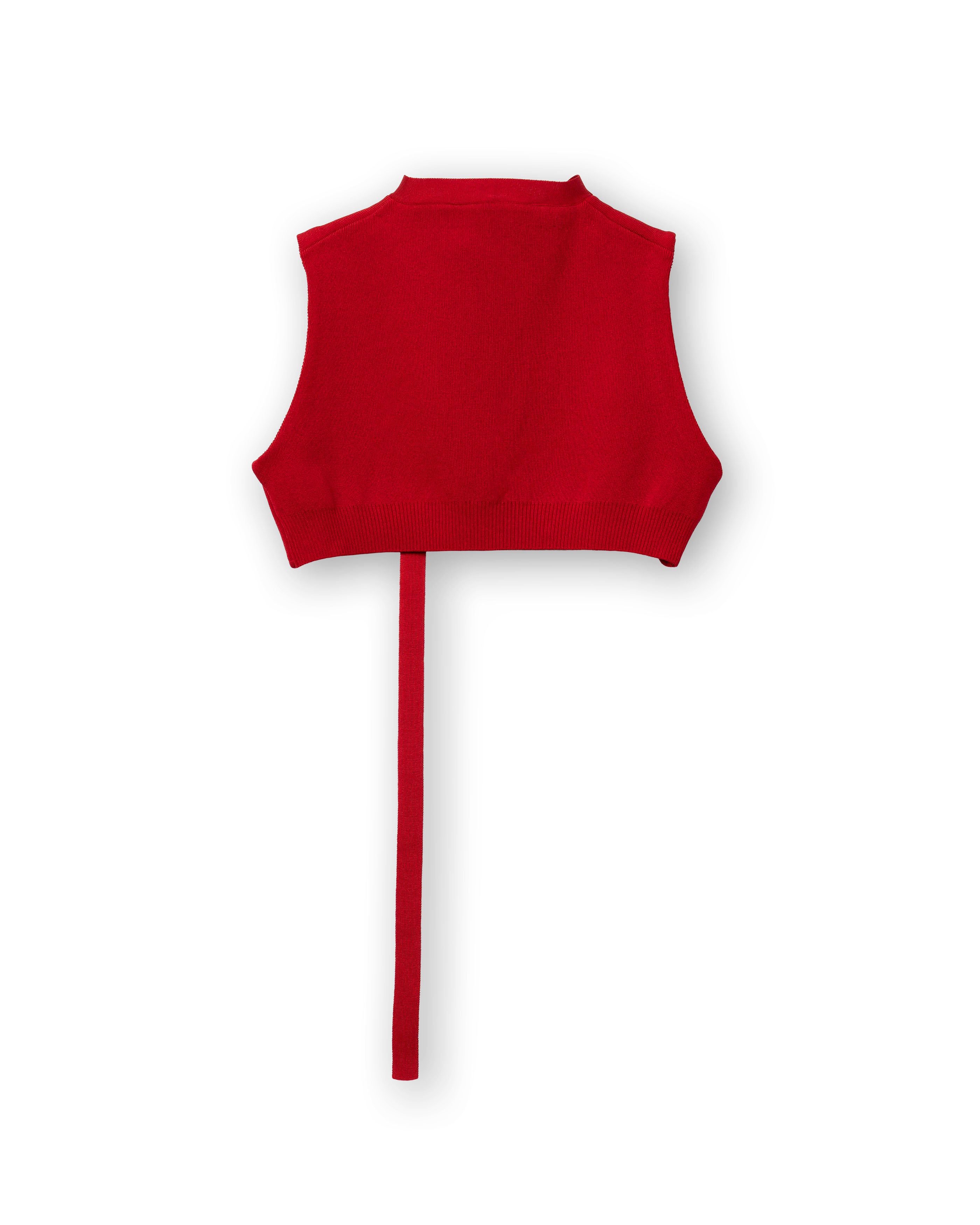 CURVED HEM KNIT TOPS [RED]