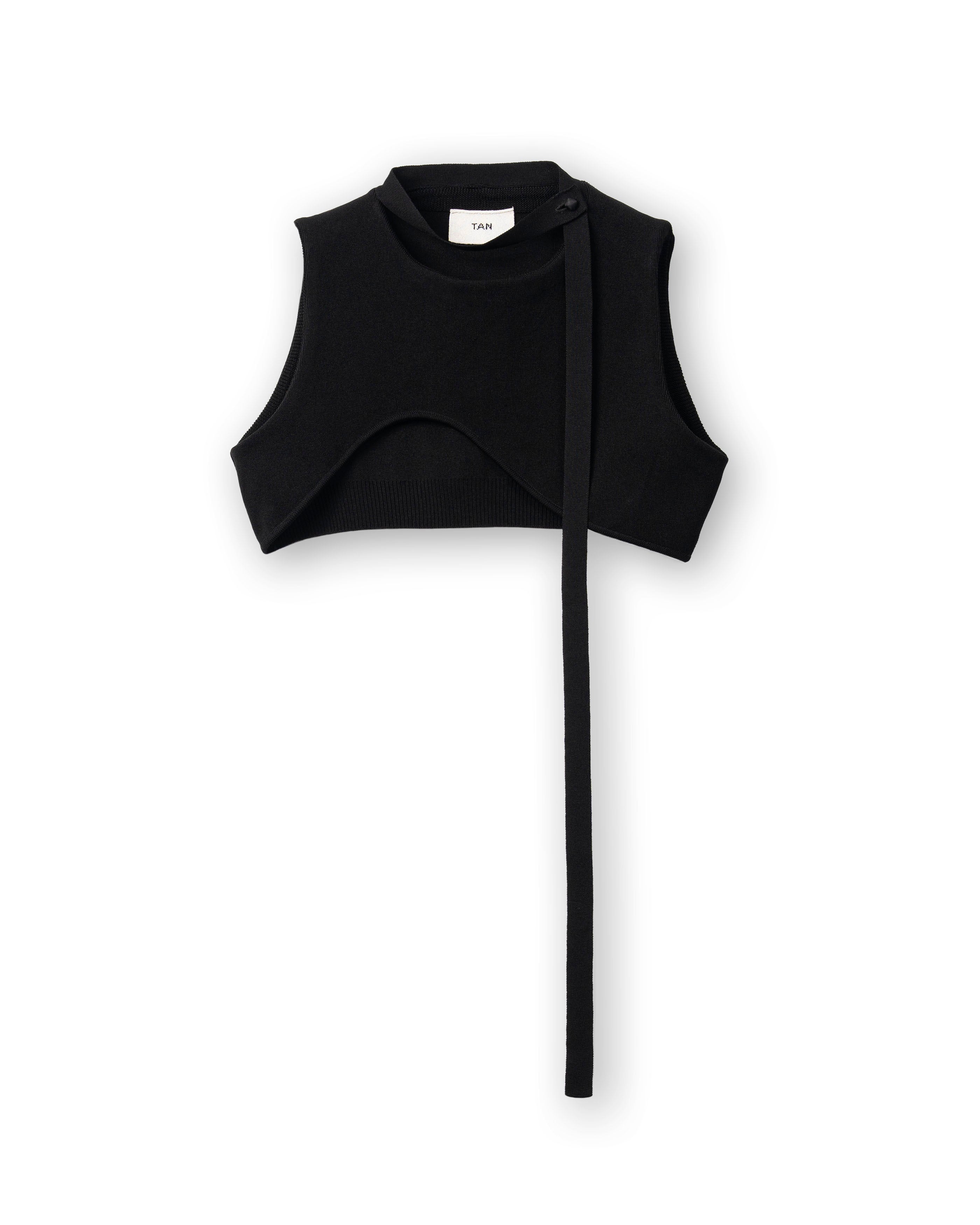CURVED HEM KNIT TOPS [BLACK]