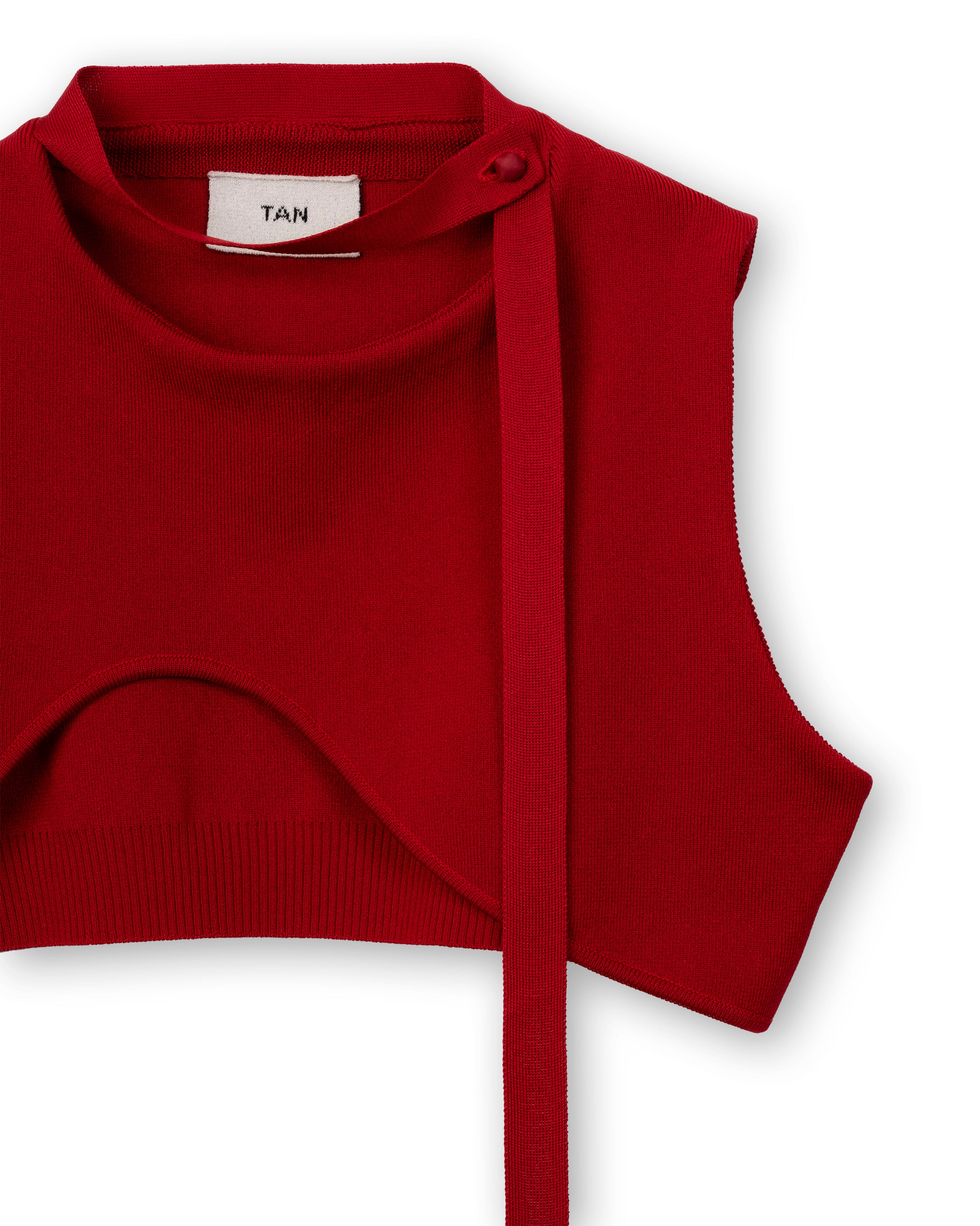 CURVED HEM KNIT TOPS [RED]