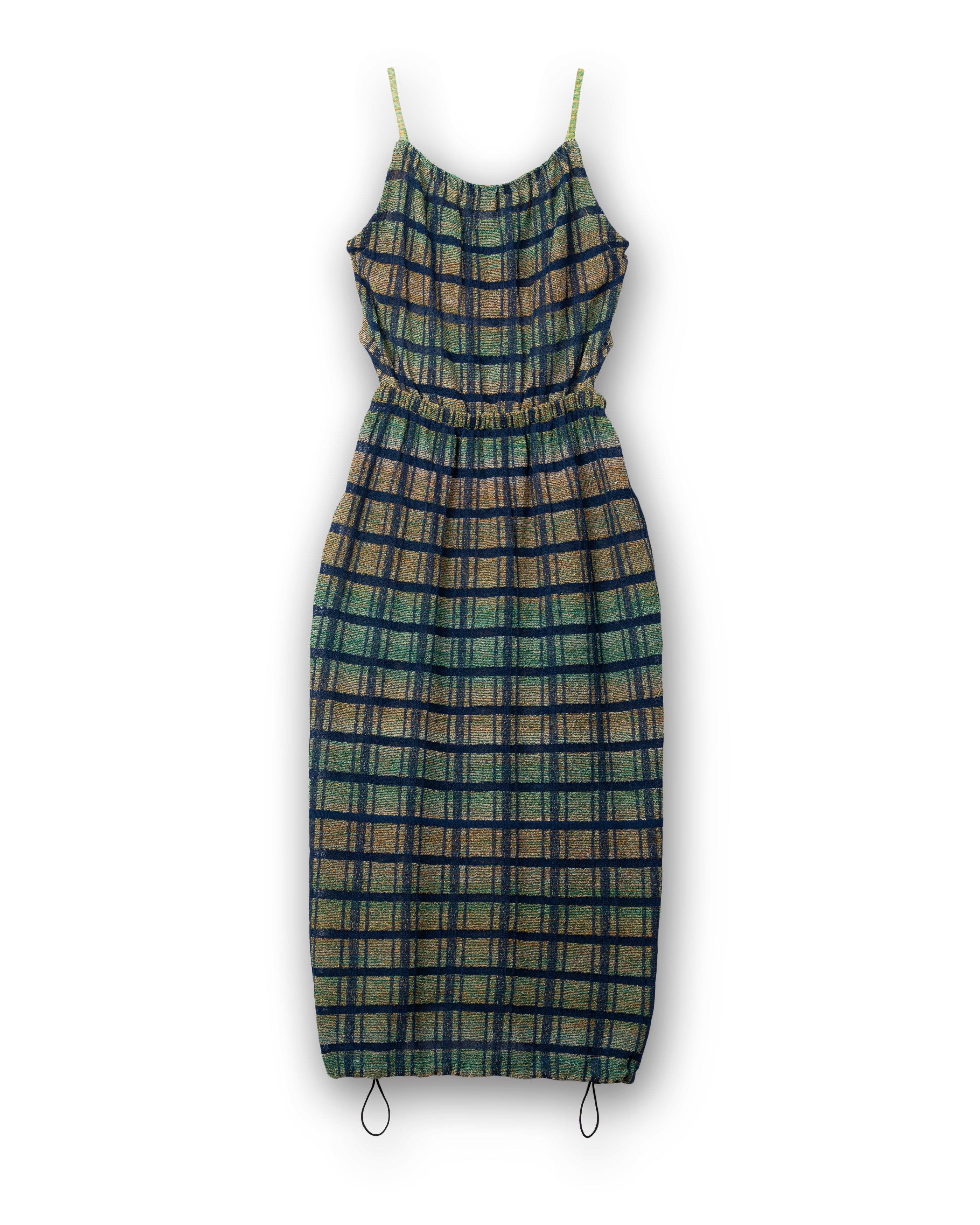 LAYERED TEXTURE KNIT DRESS [GREEN]