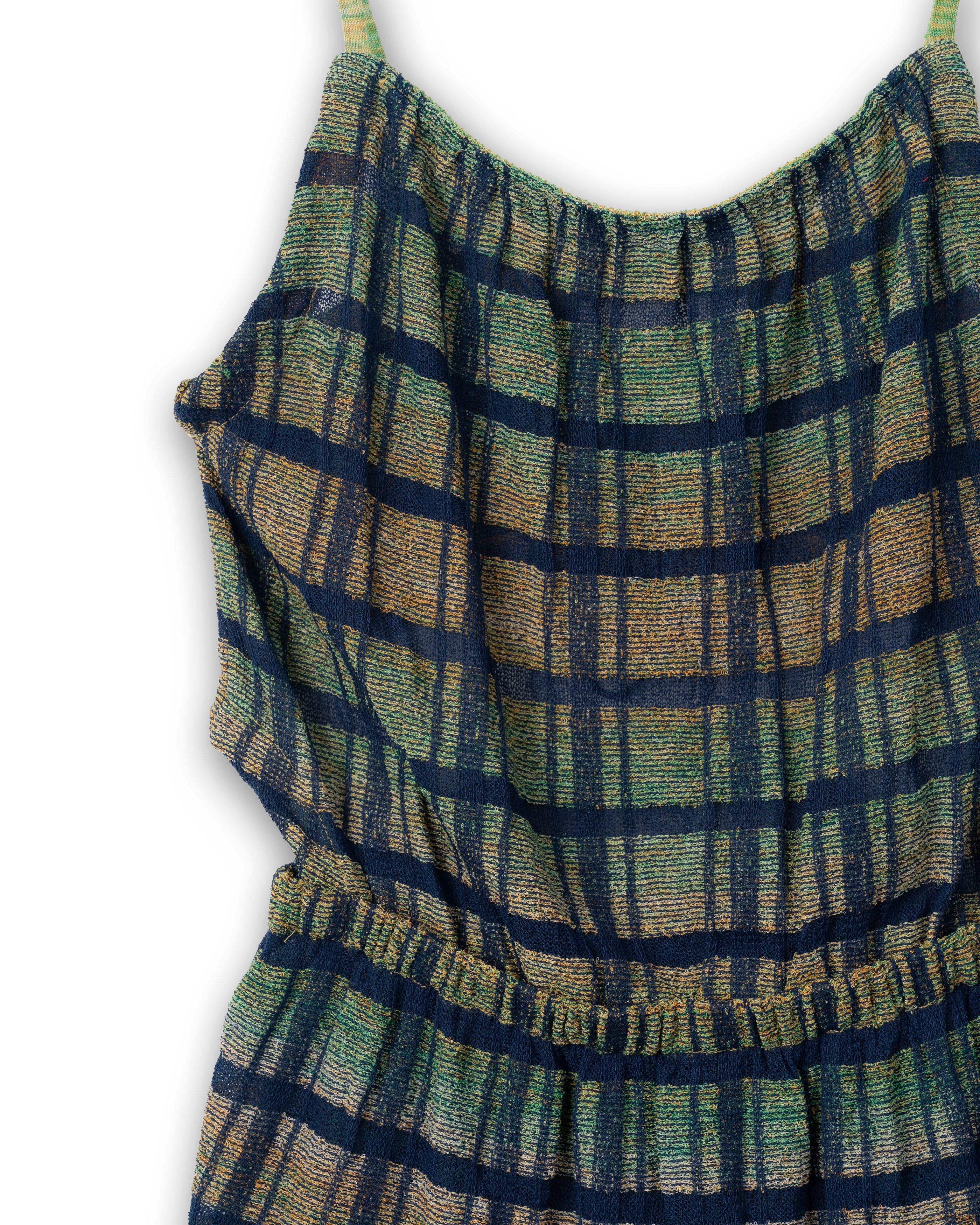LAYERED TEXTURE KNIT DRESS [GREEN]