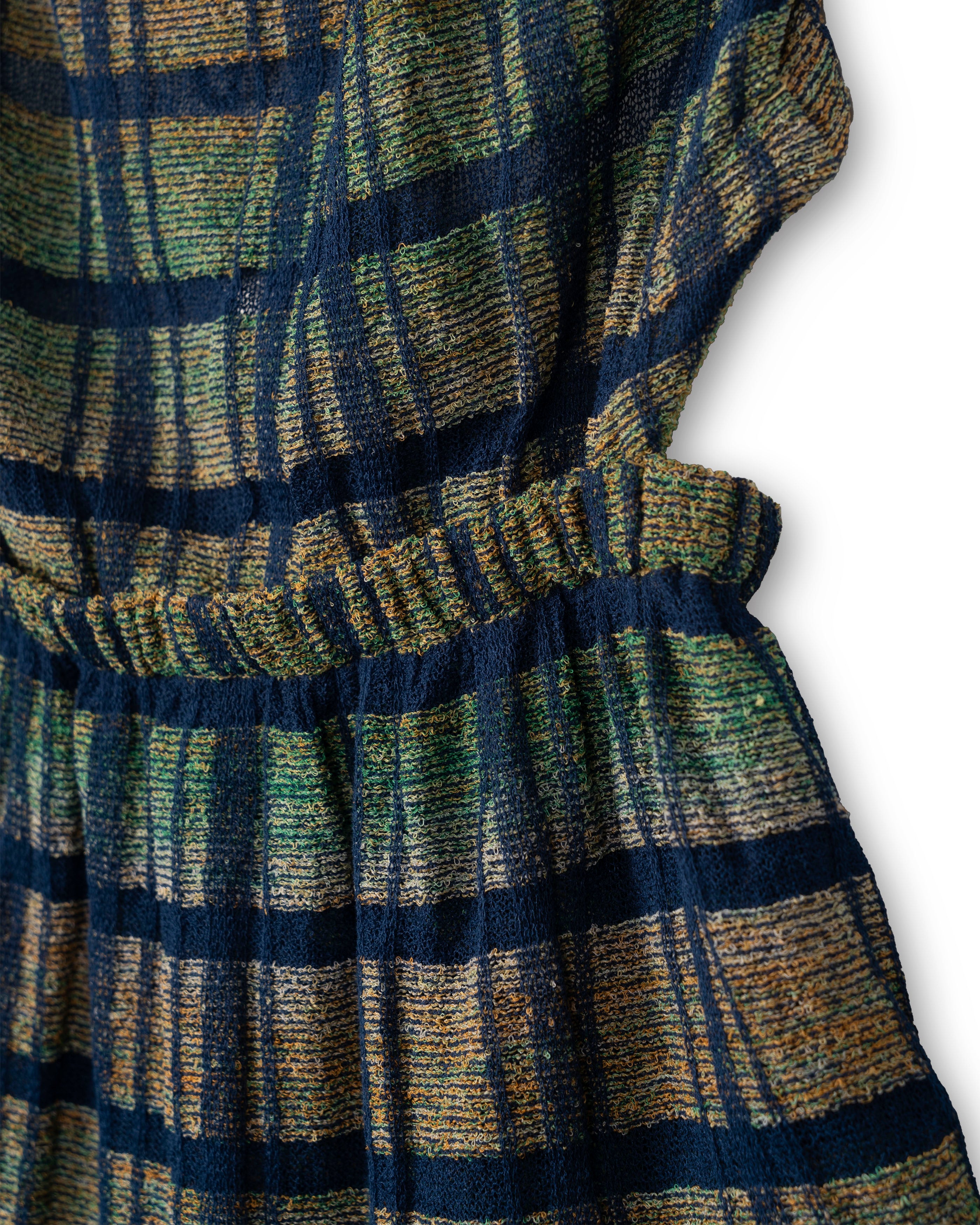 LAYERED TEXTURE KNIT DRESS [GREEN]