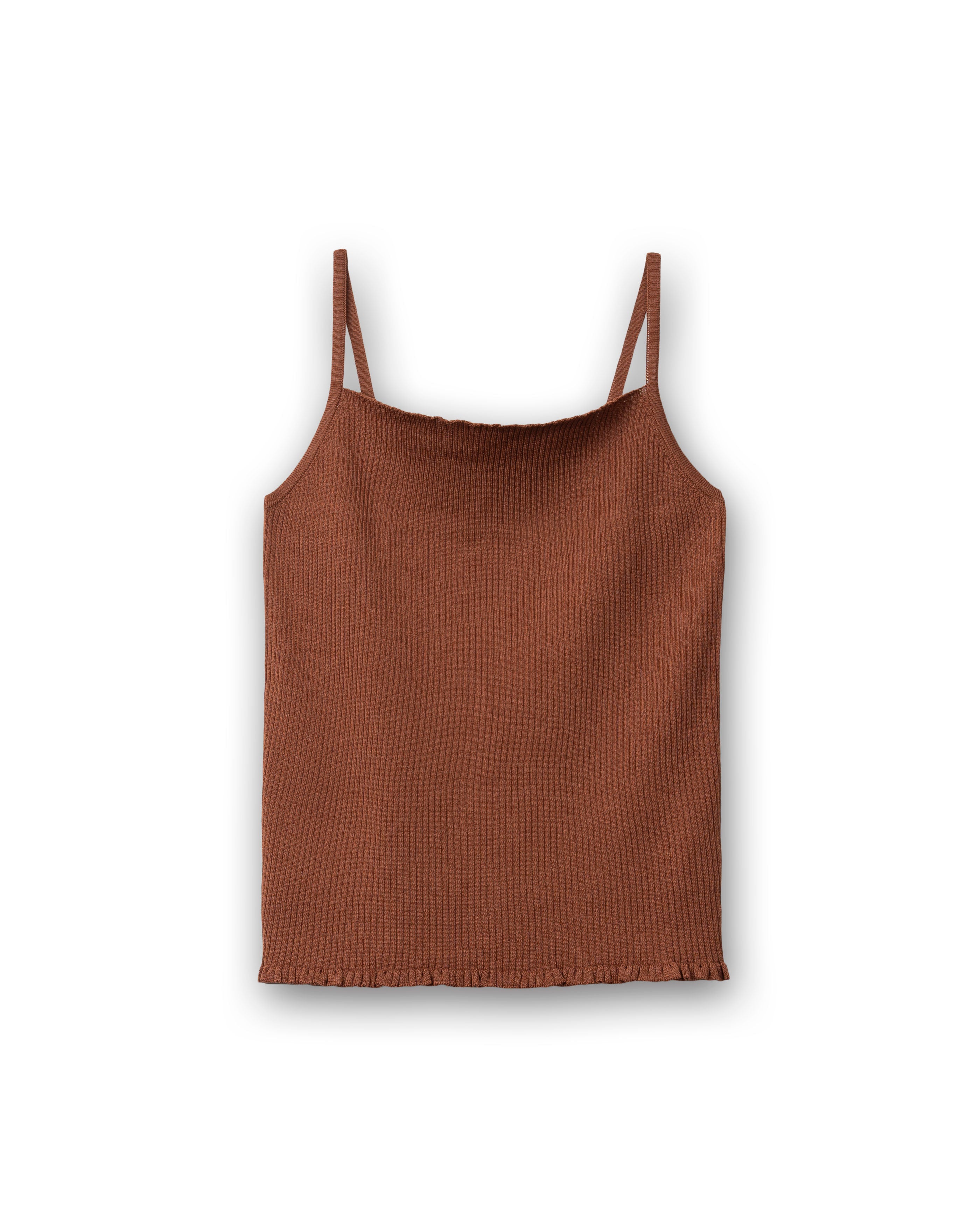 FRILL RIB CAMISOLE [BROWN]