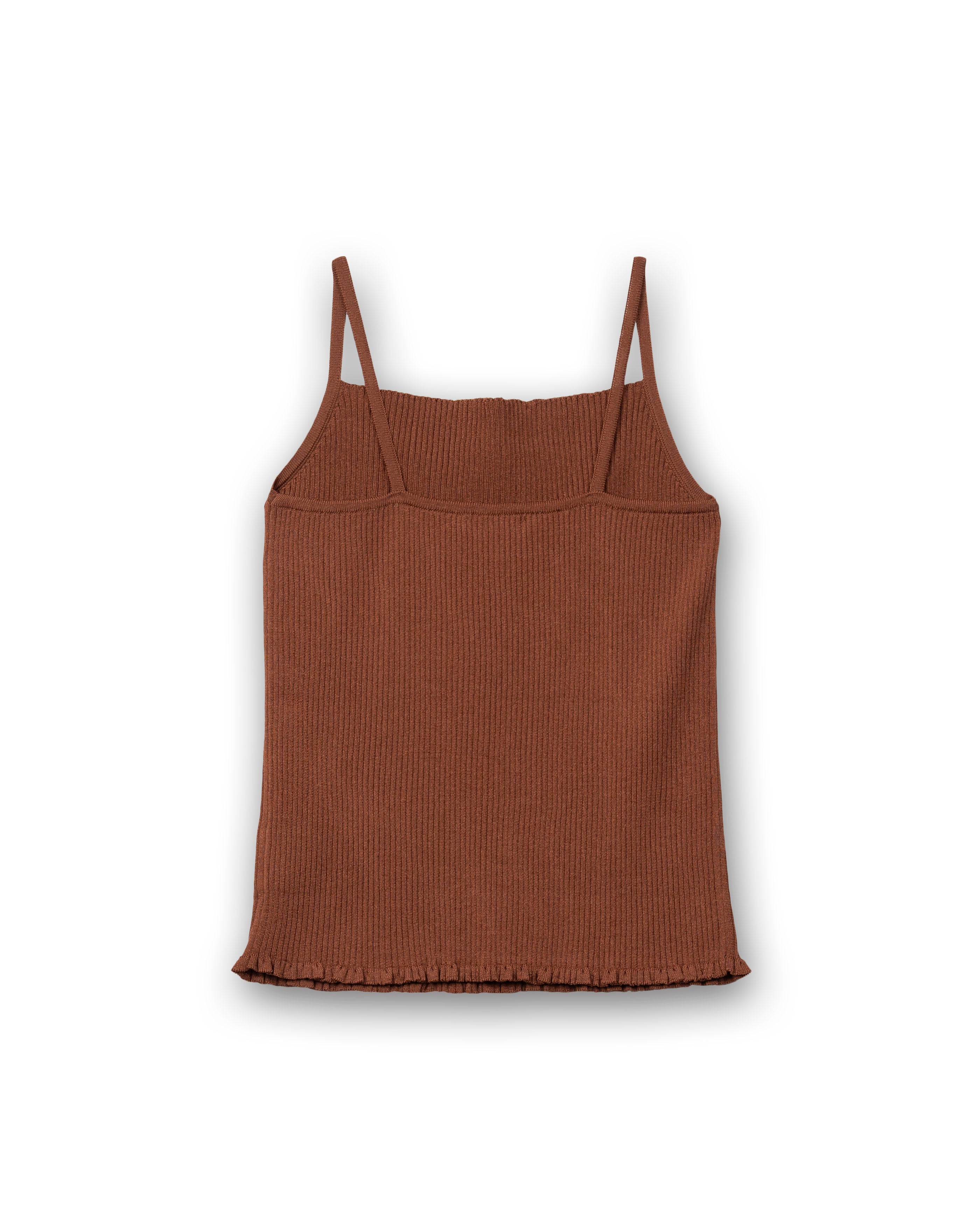 FRILL RIB CAMISOLE [BROWN]