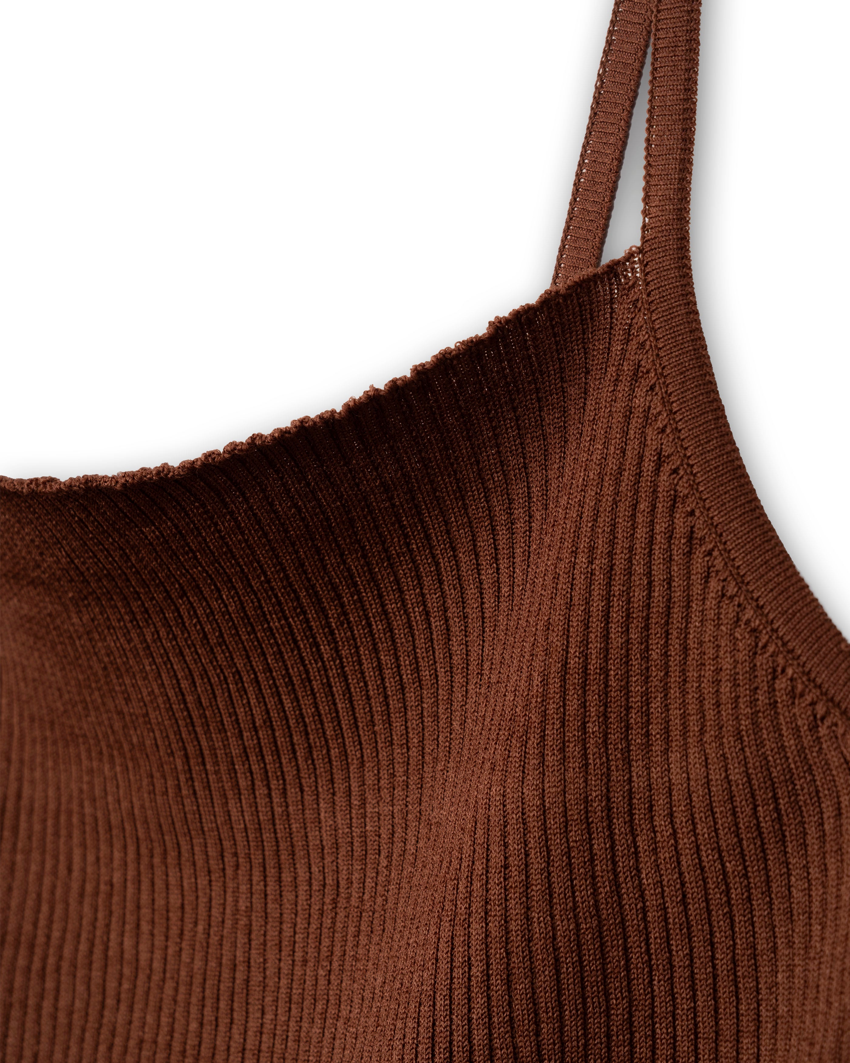 FRILL RIB CAMISOLE [BROWN]