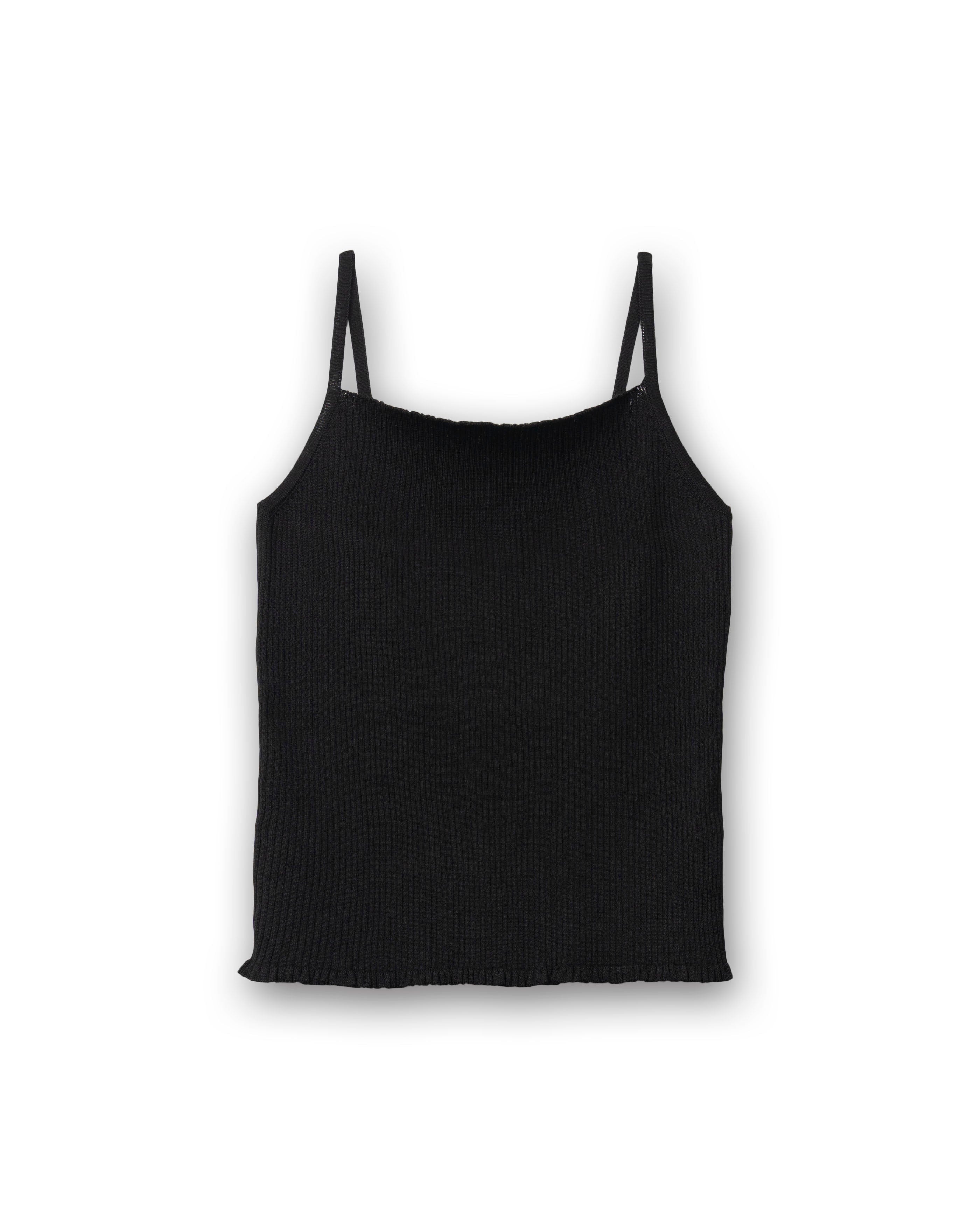 FRILL RIB CAMISOLE [BLACK]