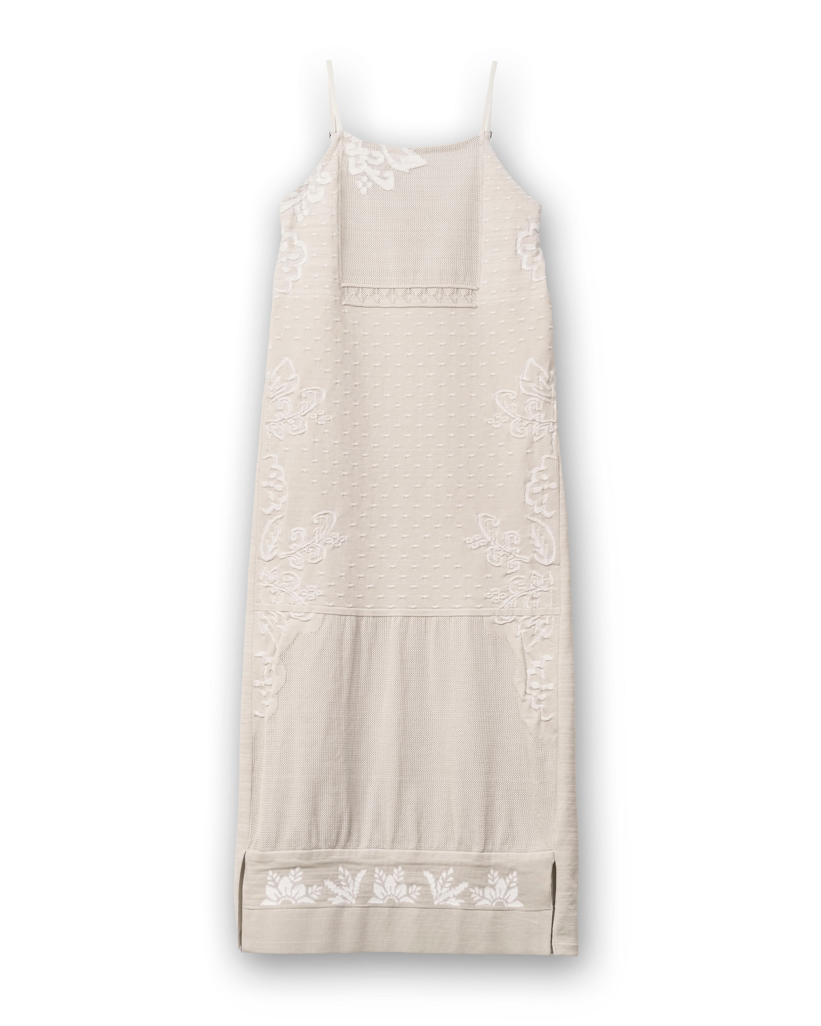BOTANICAL CONTRAST KNIT DRESS [GREIGE]