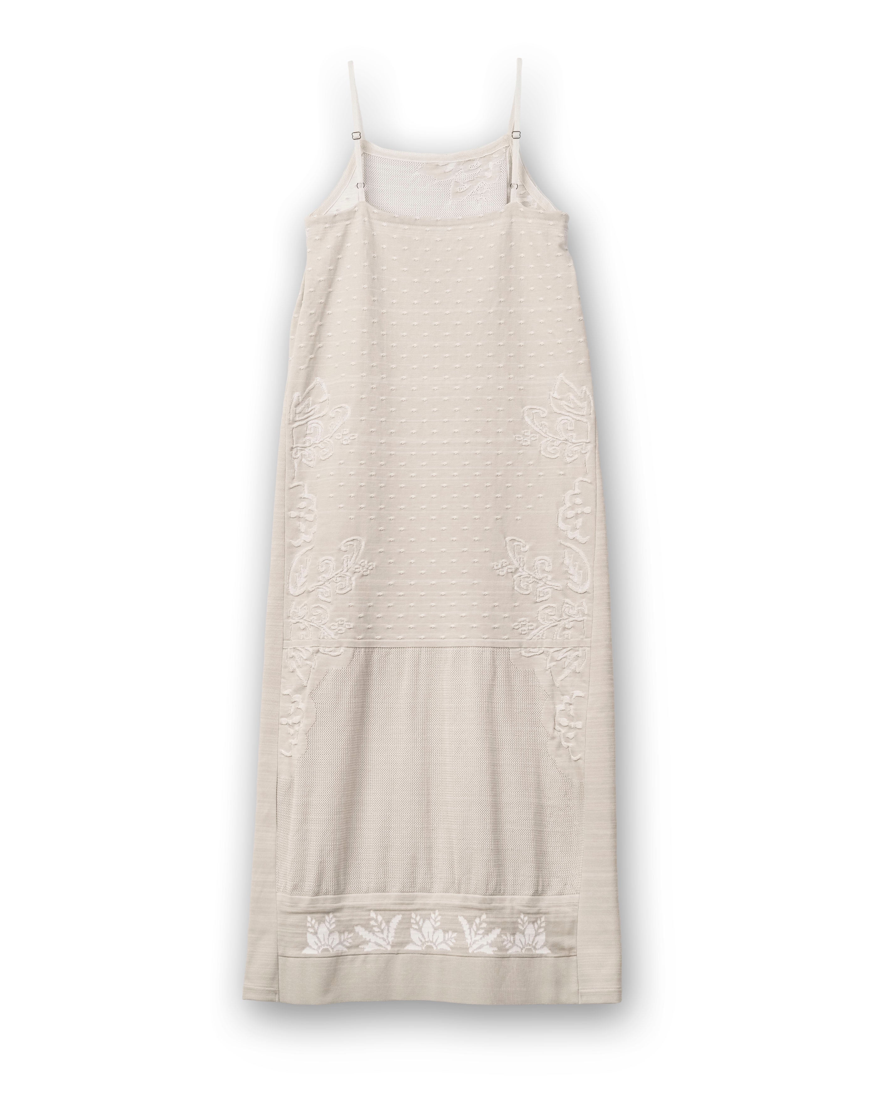 BOTANICAL CONTRAST KNIT DRESS [GREIGE]
