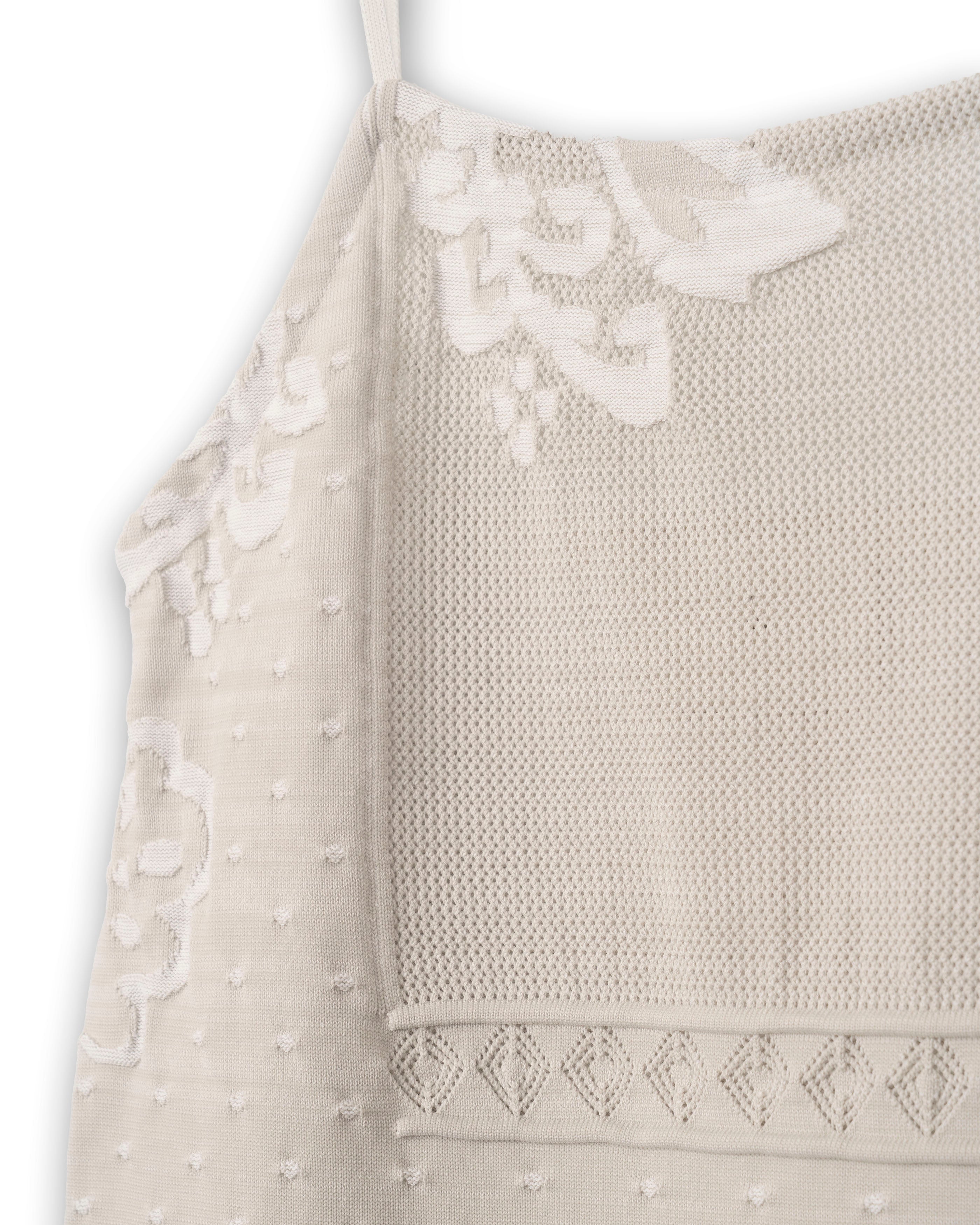 BOTANICAL CONTRAST KNIT DRESS [GREIGE]
