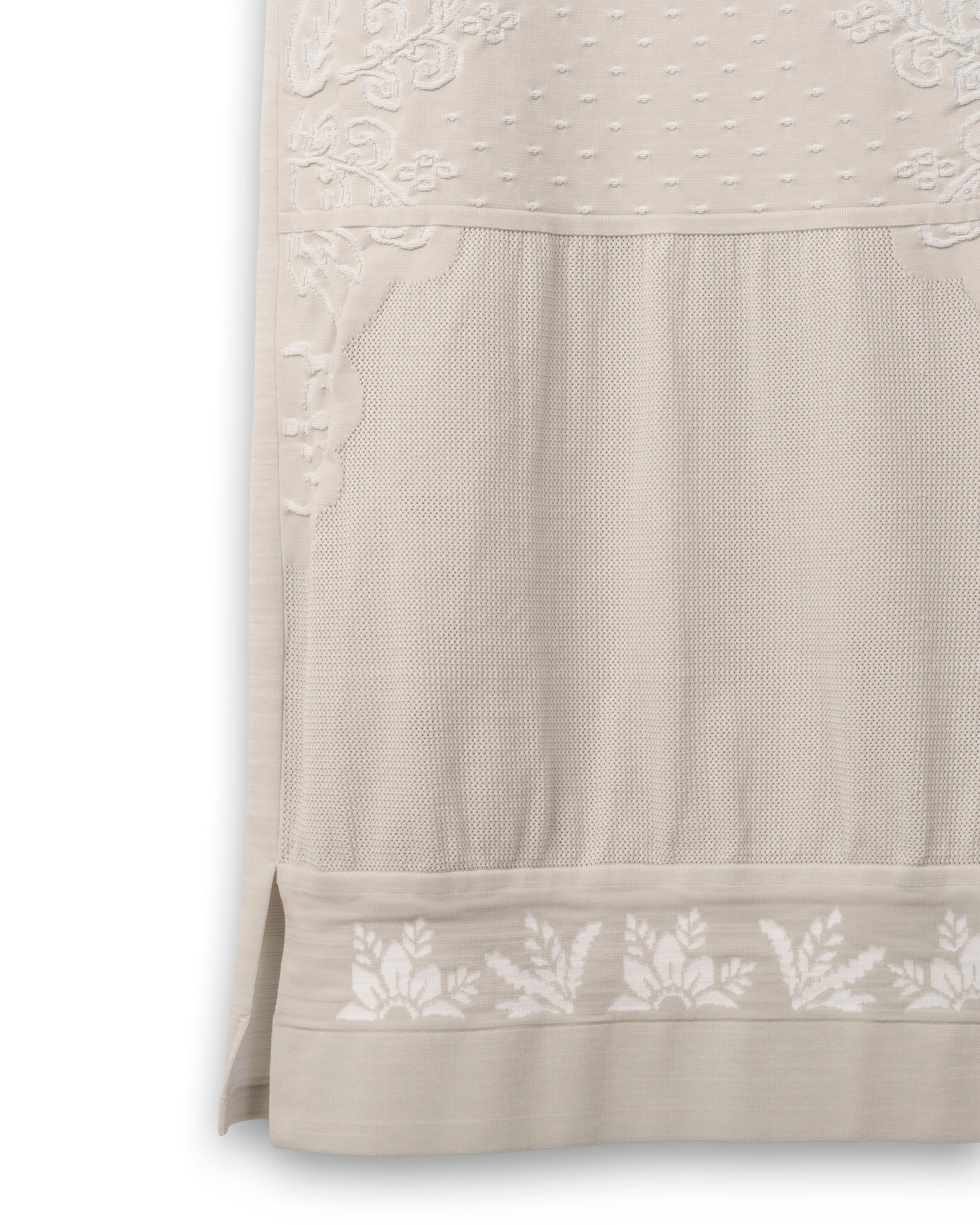 BOTANICAL CONTRAST KNIT DRESS [GREIGE]