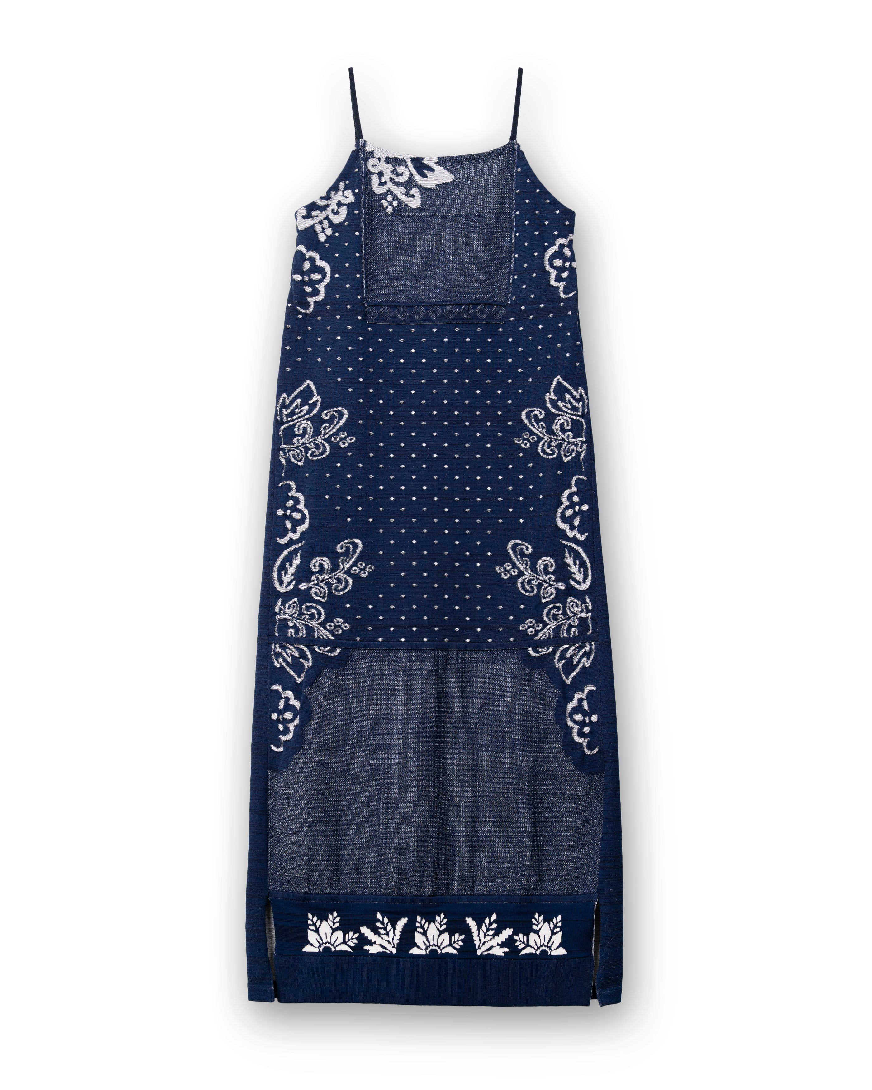 BOTANICAL CONTRAST KNIT DRESS [NAVY]
