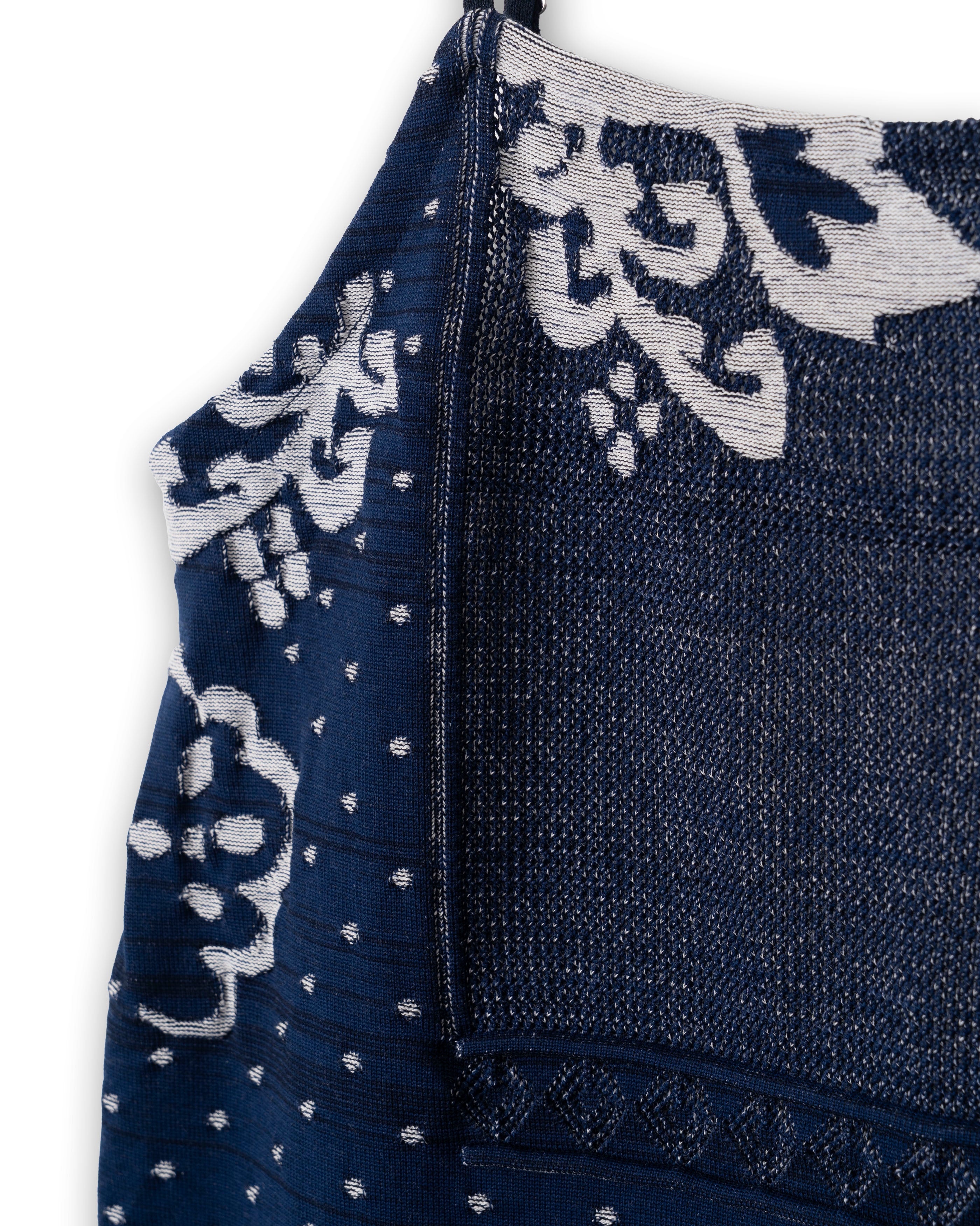BOTANICAL CONTRAST KNIT DRESS [NAVY]