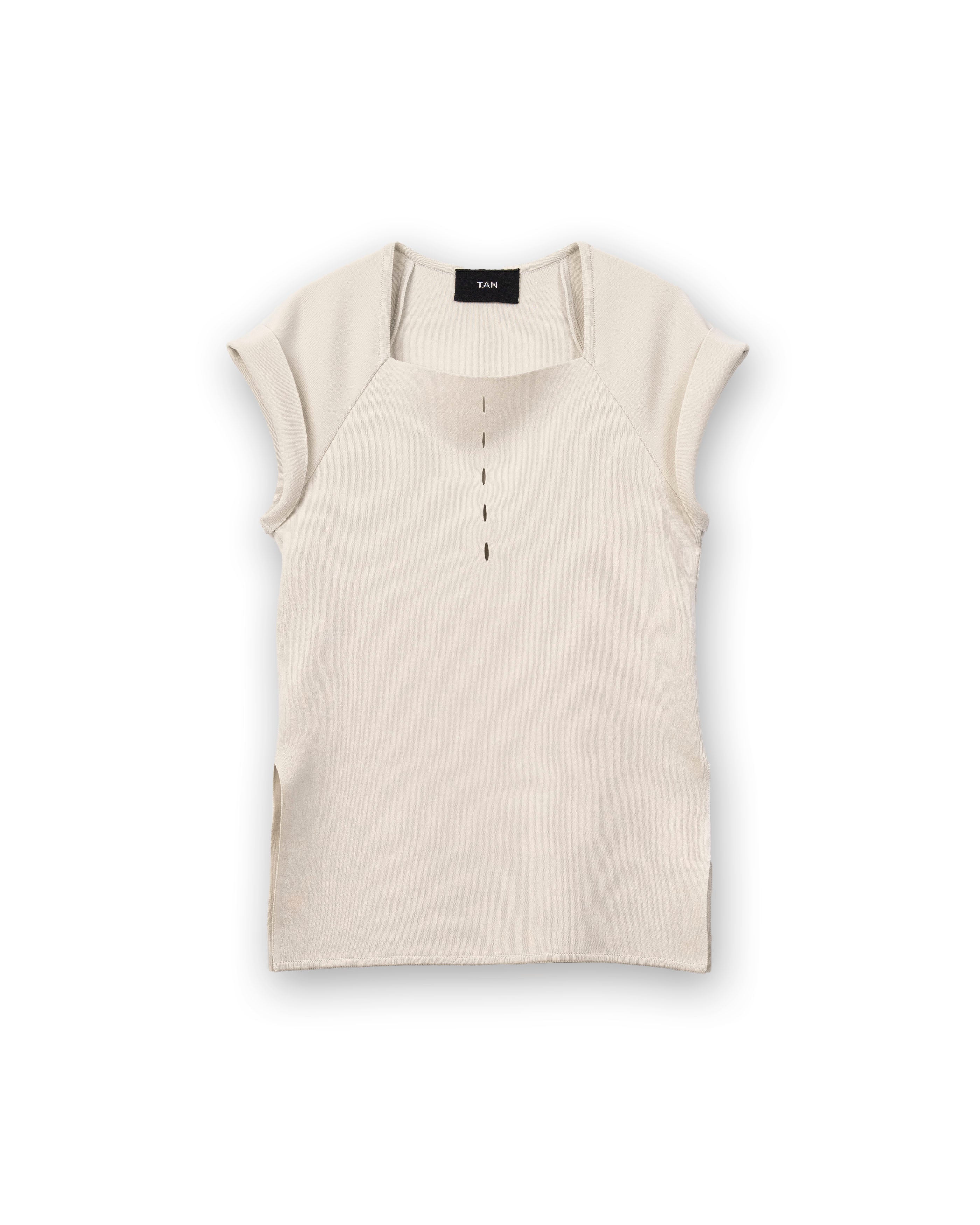 EYELET KNITTED TOPS [ICE GRAY]