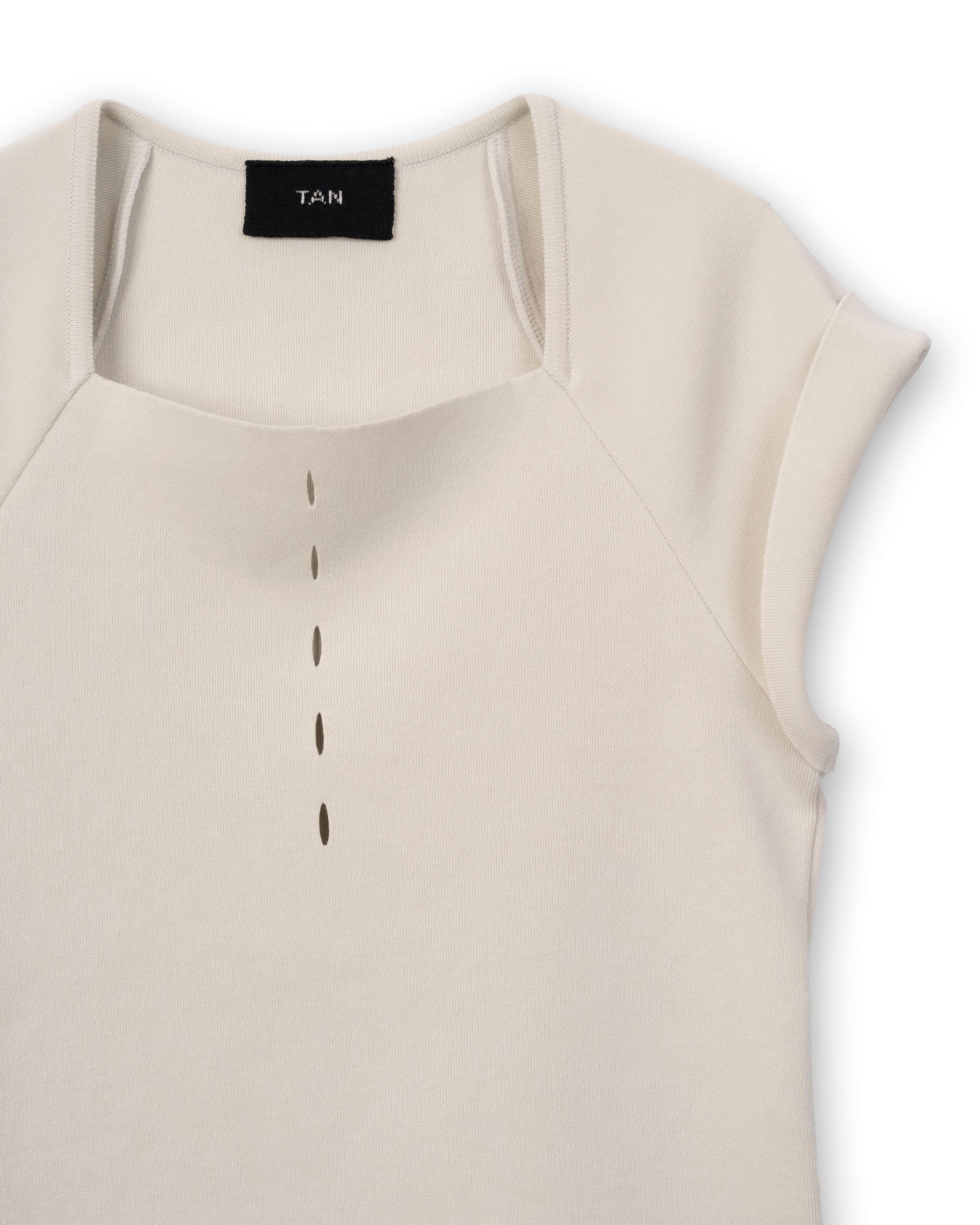 EYELET KNITTED TOPS [ICE GRAY]