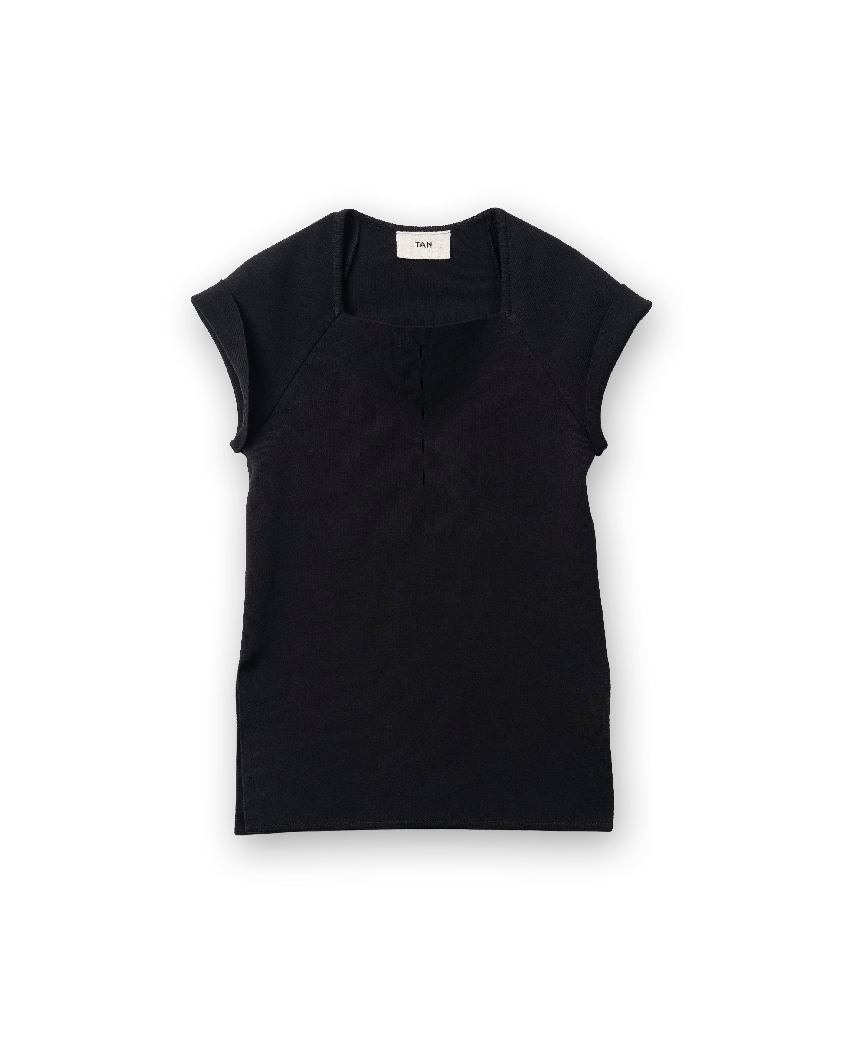 EYELET KNITTED TOPS [BLACK]