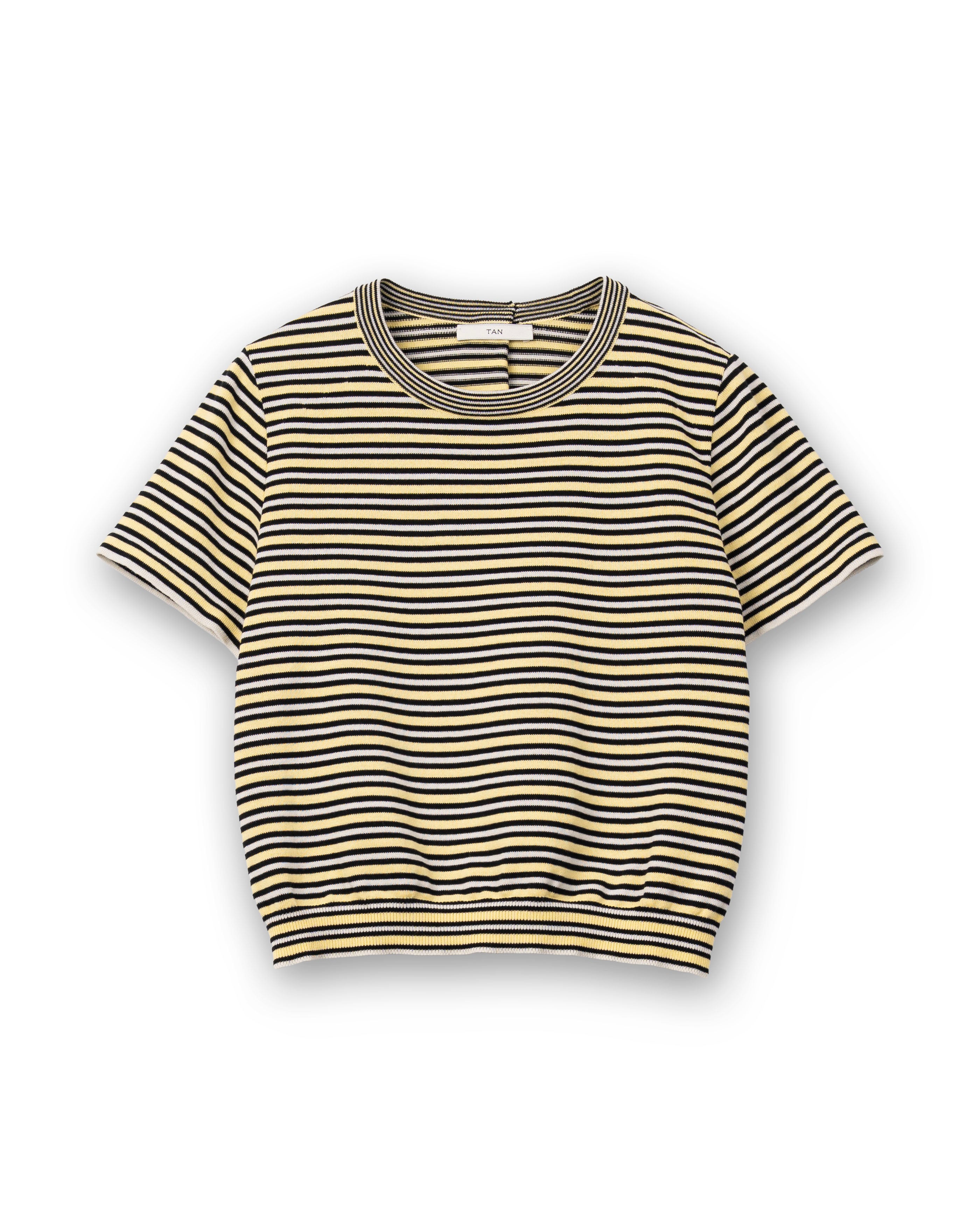 COMPACT KNITTED TEE [YELLOW MIX BORDER]