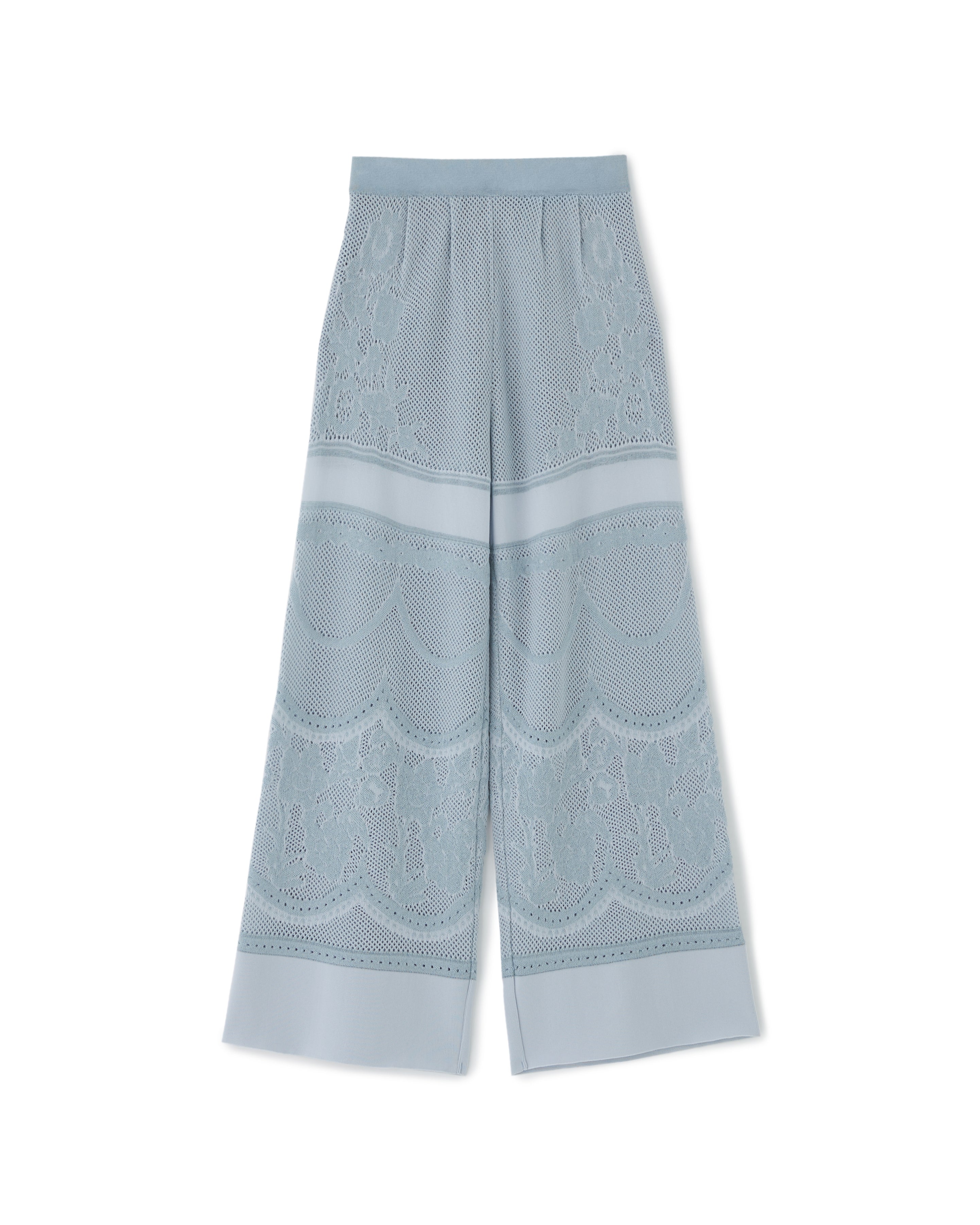 FLORAL PATTERNED LACY PANTS [BLUE GRAY]