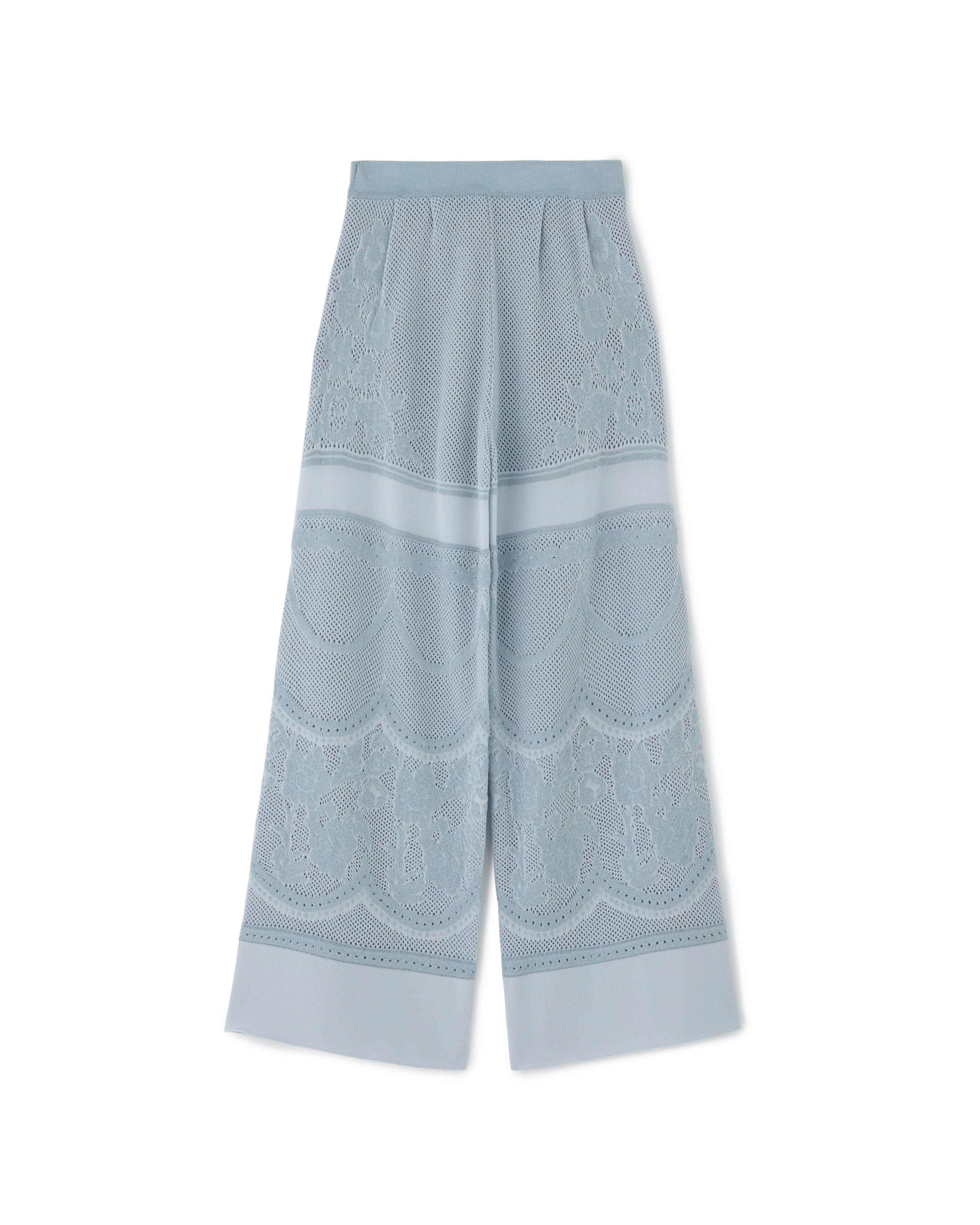FLORAL PATTERNED LACY PANTS[BLUE GRAY]