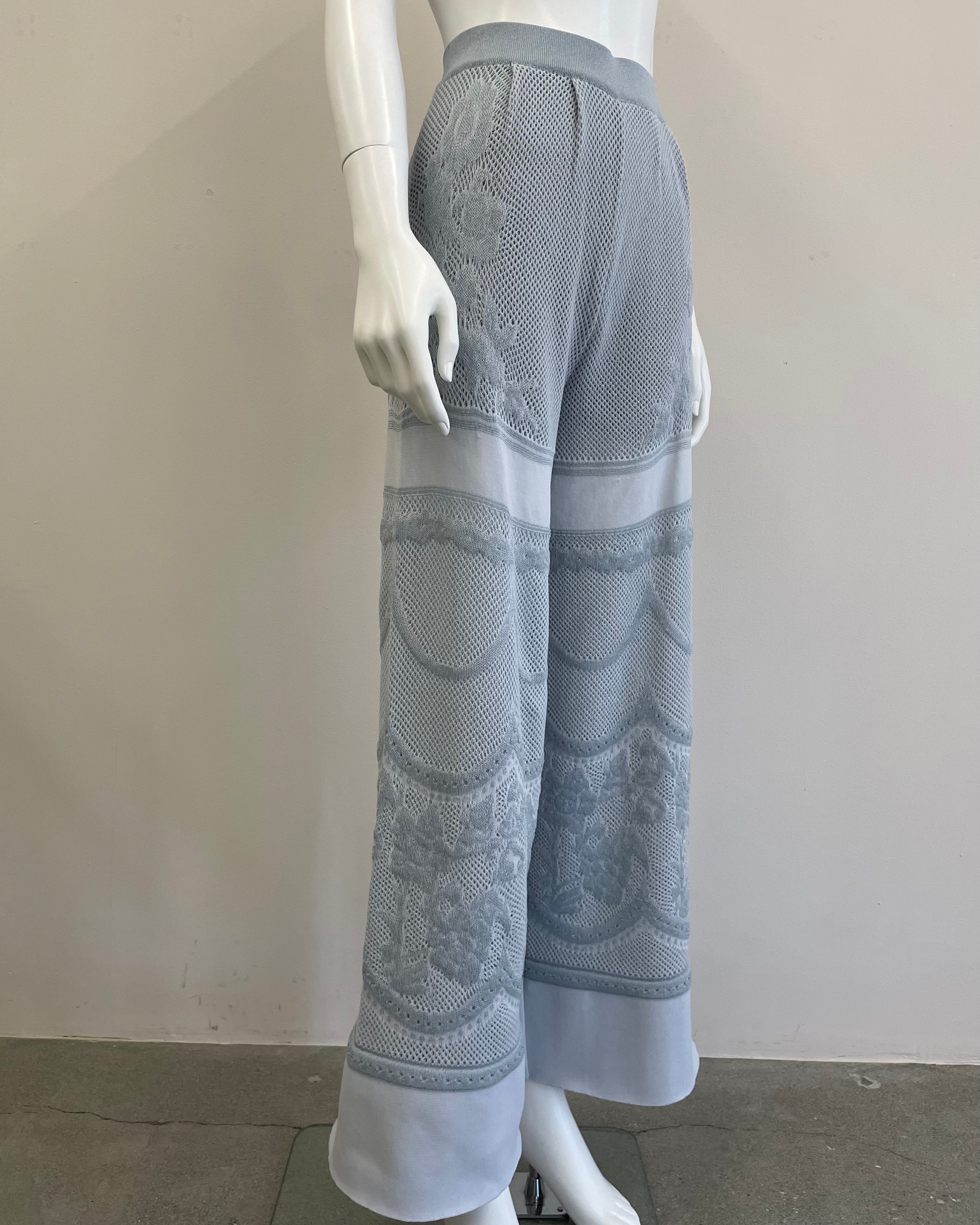 FLORAL PATTERNED LACY PANTS[BLUE GRAY]