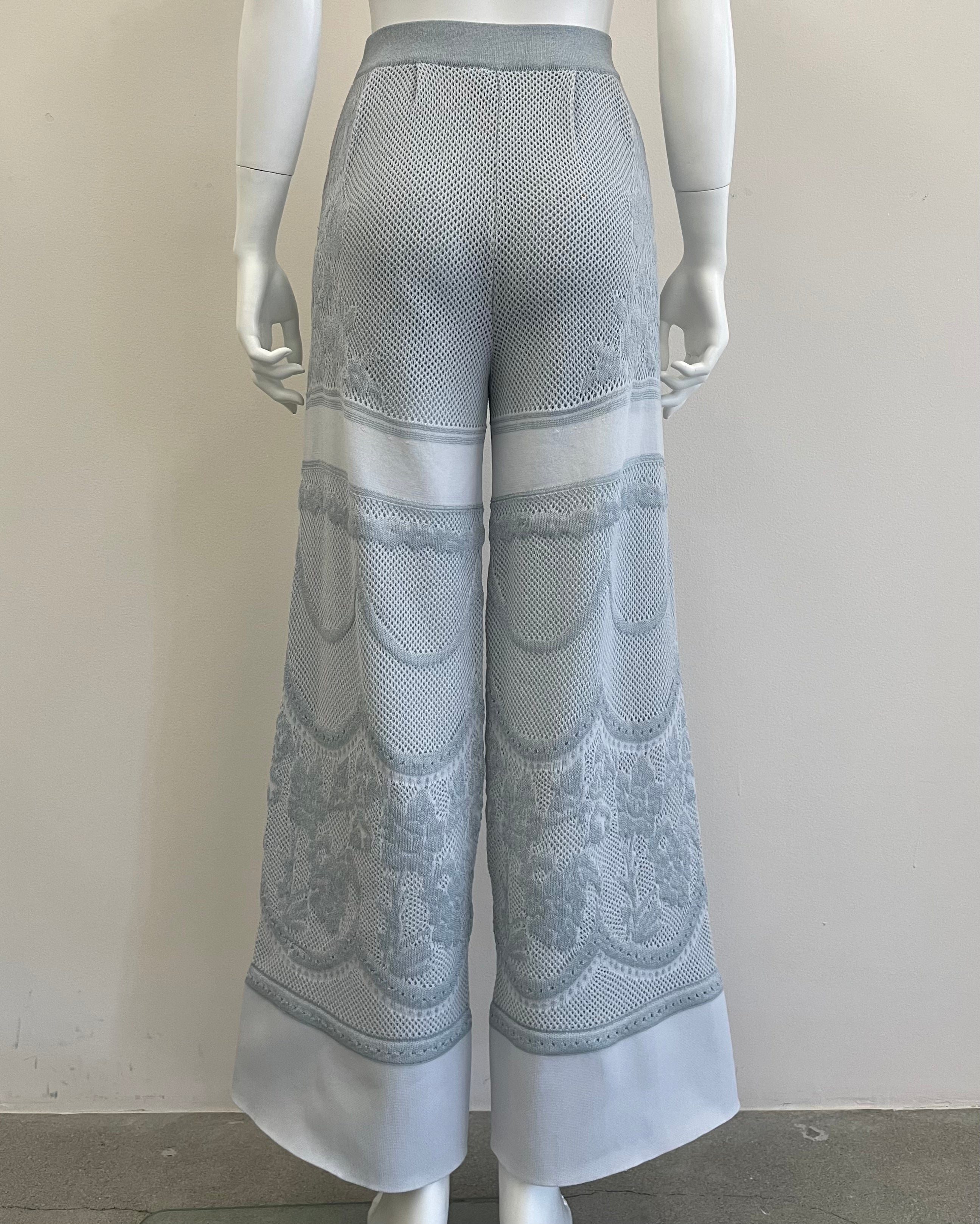 FLORAL PATTERNED LACY PANTS [BLUE GRAY]