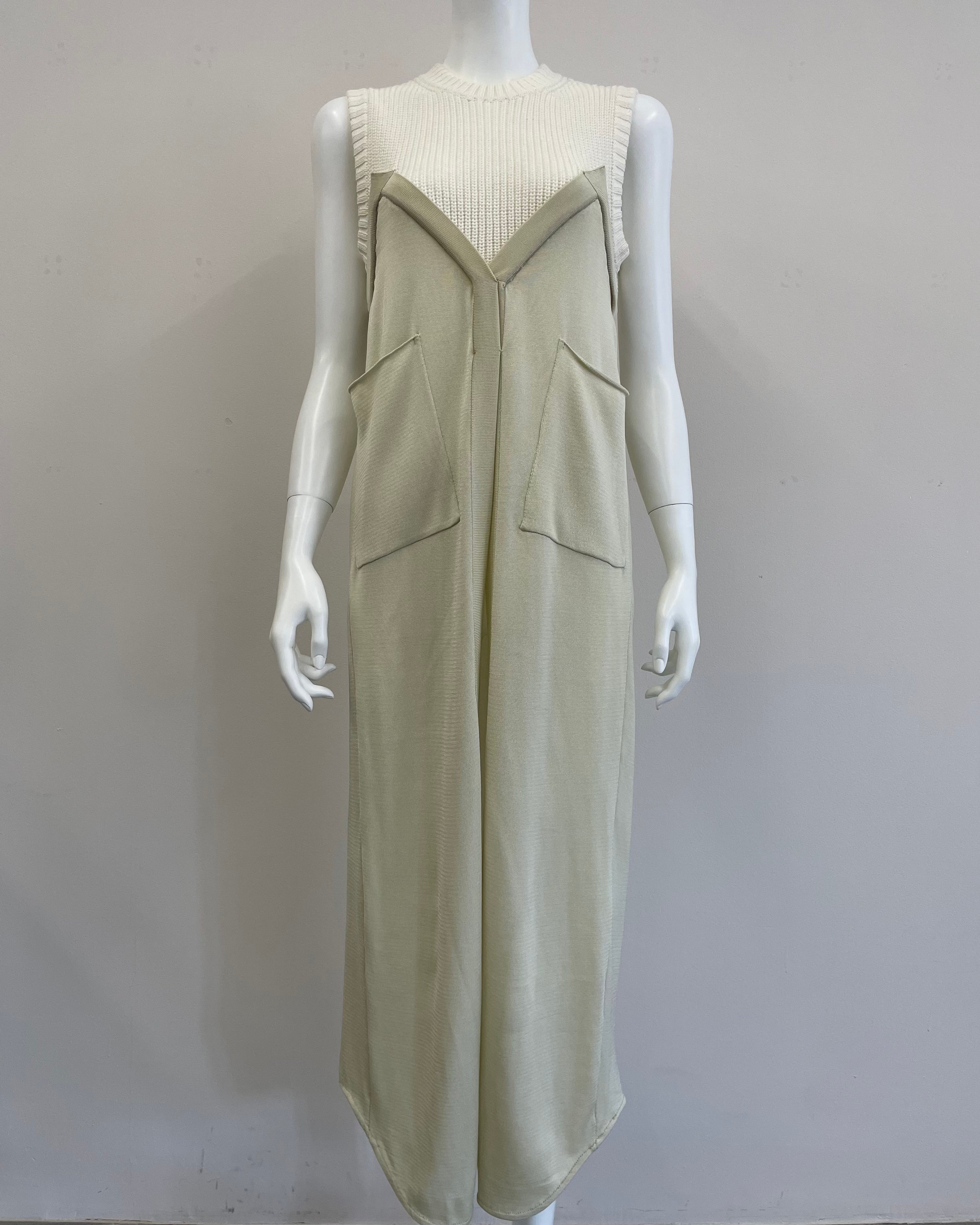 LAYERD DESIGN LONG DRESS [WHITE BEIGH]