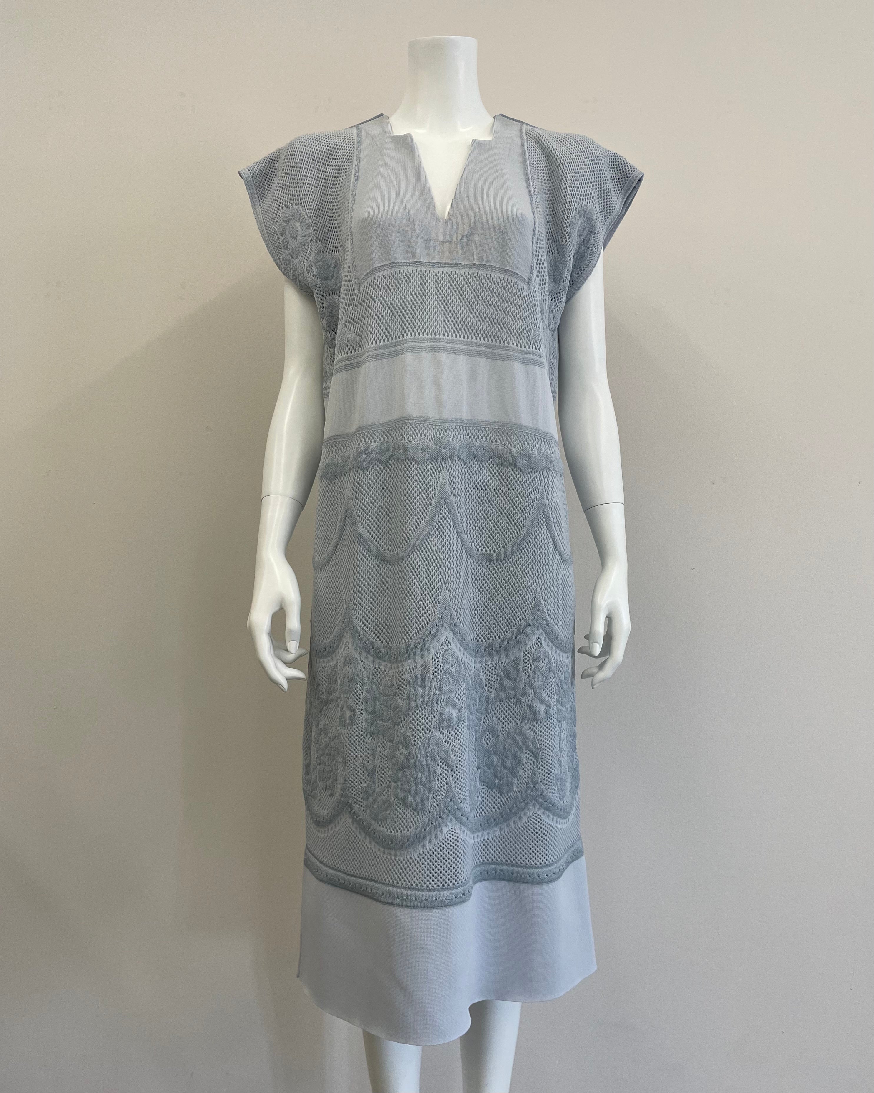 FLORAL PATTERNED LACY DRESS [BLUE GRAY]