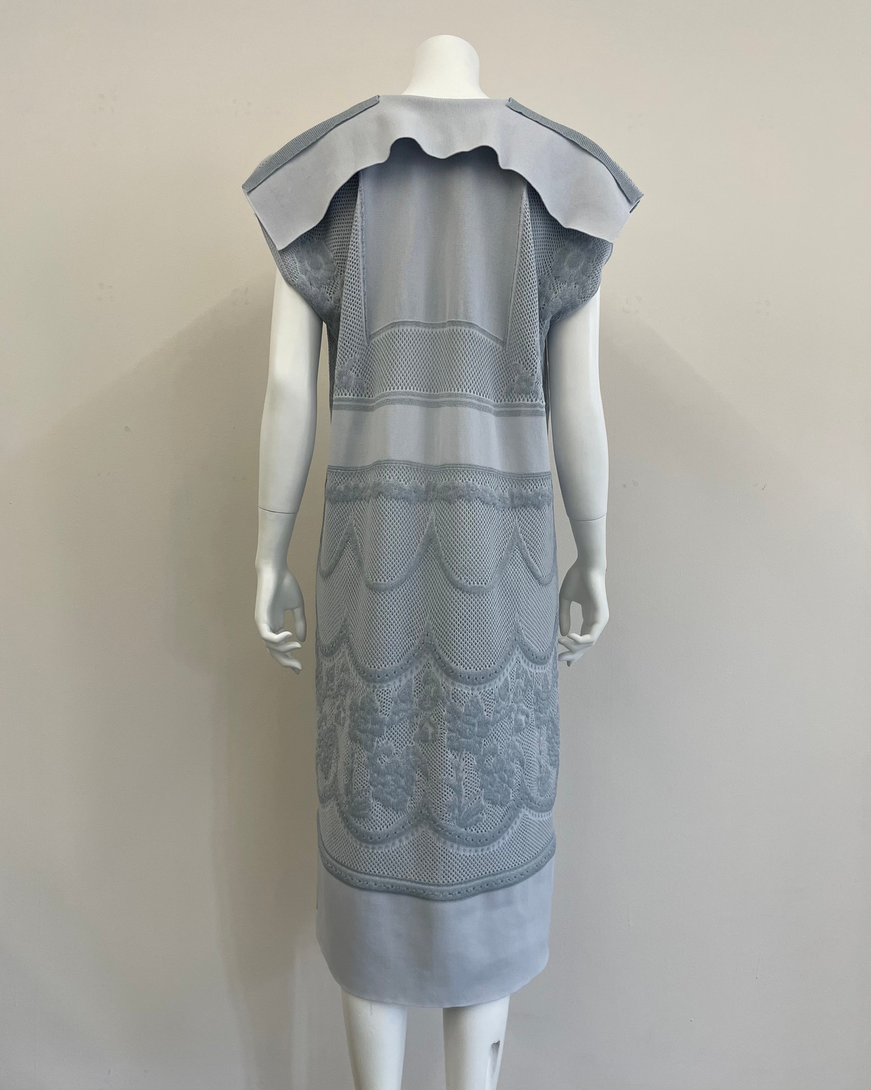 FLORAL PATTERNED LACY DRESS [BLUE GRAY]